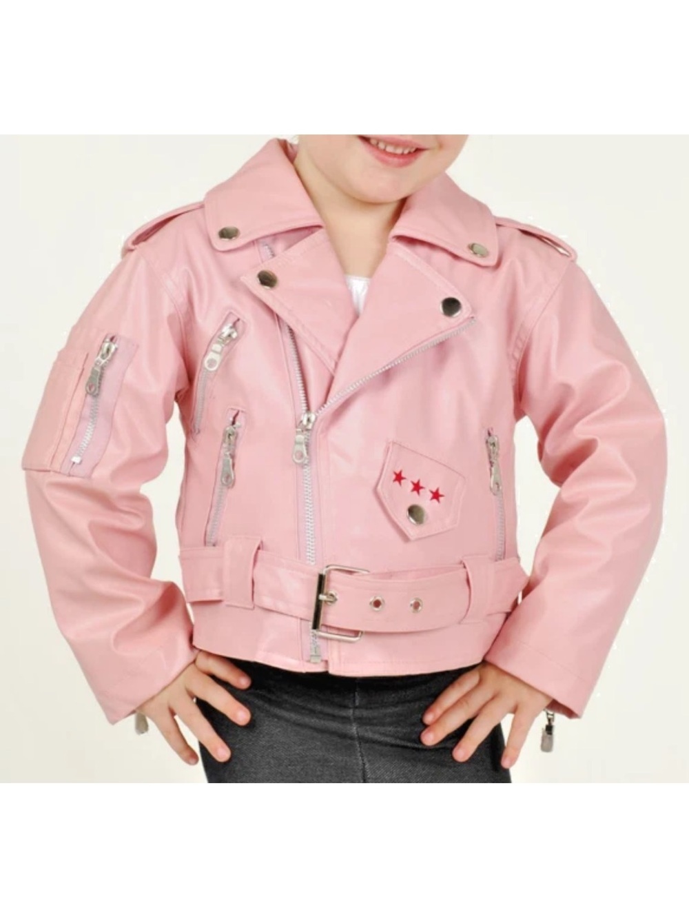 Lot of 2 Outdoor Habitat Toddler Biker Jackets Black & Pink Faux Leather Size 2